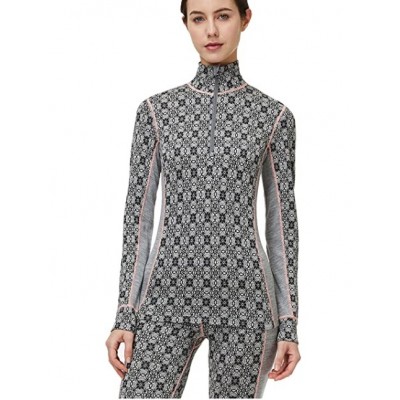 Naturwool Women's Merino Wool Base Layer Tops Midweight Half Zip Thermal Wool Shirt