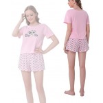 Pajamas Set For Women-Summer PJS Cartoon Print Short Sleeve Sleepwear Set Soft Nightwear