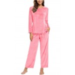 Women Warm Fleece Pajamas Flannel Pajamas Sets Long Sleeve Winter Pajama Set Ladies Thermal Pjs