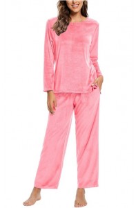 Women Warm Fleece Pajamas Flannel Pajamas Sets Long Sleeve Winter Pajama Set Ladies Thermal Pjs