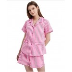 Women's 100% Cotton Pajama Set For Women Long Sleeve Pajamas Soft Button PJs Elastic Drawstring Waistband Sleepwear